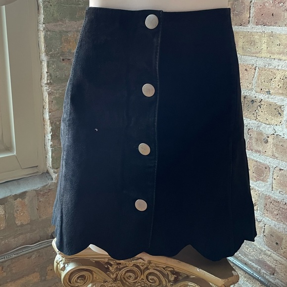 Black ASOS Real Suede Mini Skirt w/ Scalloped Hem - Picture 2 of 5